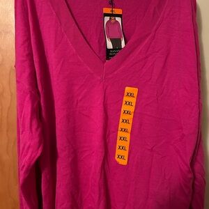 Banana Republic Fuchsia V-Neck Sweater XXL